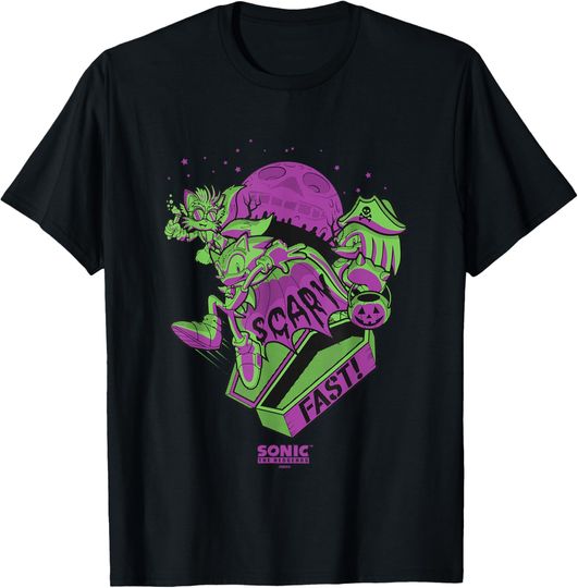 Discover Sonic The Hedgehog Halloween Scary Fast Retro Neon Logo T-Shirt