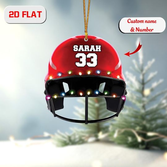 Discover Custom Baseball Helmet Ornament: Personalized Acrylic Christmas Decor
