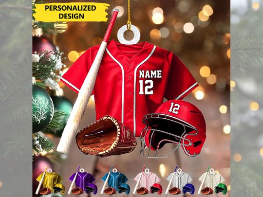 Discover Personalized Baseball Uniform Ornament, Custom Acrylic Ornament, Baseball Keepsake, Christmas Gifts For Baseball Lovers, Baseball Player