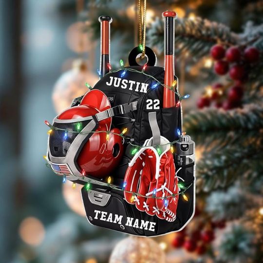 Discover Personalized Baseball Softball Bag Ornament, Acrylic Baseball Player Ornament with Name & Number, Team Gifts, Sports Christmas Ornament 2025