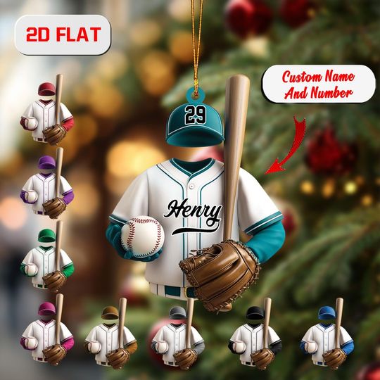 Discover Personalized Baseball Player Ornament: Custom Name & Number, Acrylic Sports Decoration
