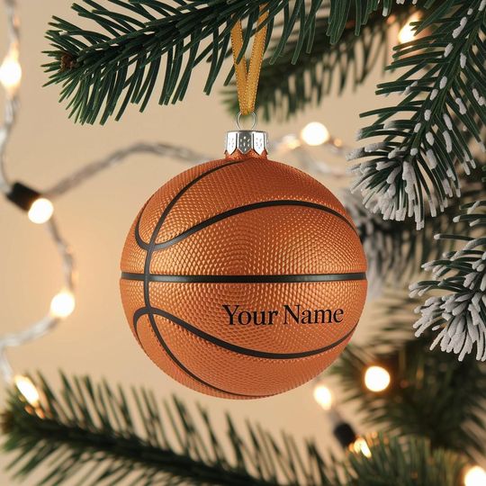Discover Personalized Basketball Ornament  Custom Name Acrylic Christmas Tree Decoration, Holiday Gift for Players, Coaches & Sports Fans