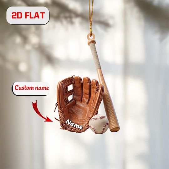 Discover Personalized Baseball Glove Ornament, Custom Acrylic Xmas Decor