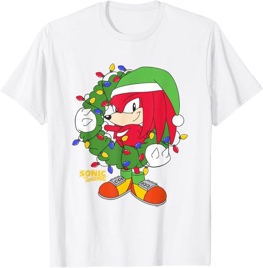 Discover Sonic The Hedgehog Christmas Knuckles X-Mas Wreath T-Shirt