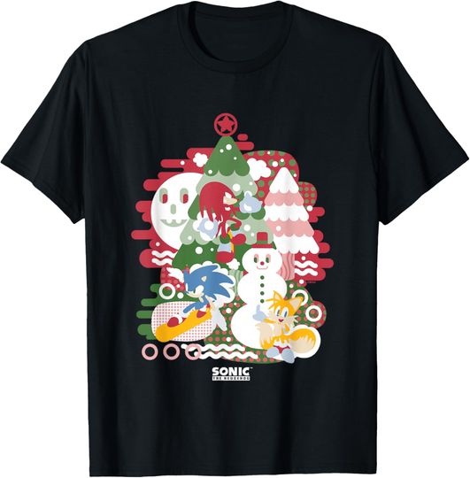 Discover Sonic The Hedgehog Christmas Sonic & Friends Enjoying Winter T-Shirt