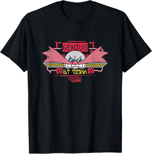 Discover Sonic The Hedgehog Genius At Work Dr. Eggman Face Logo T-Shirt