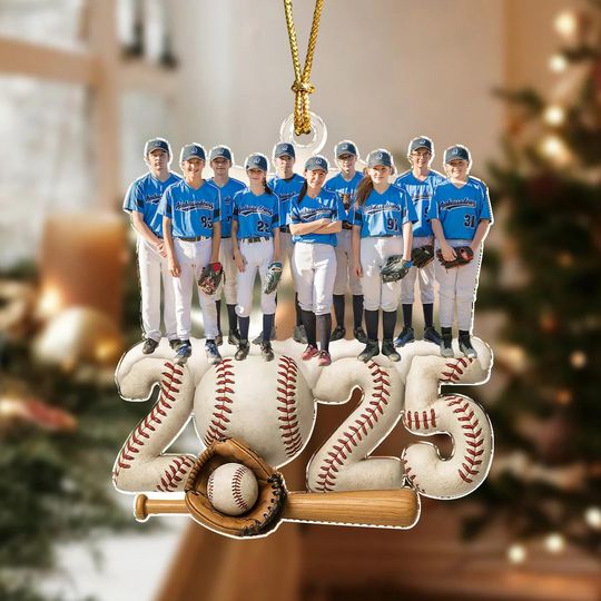 Discover Personalized Baseball Photo Player Ornament, Baseball Team Photo Ornament, Baseball Team Gift, Baseball Coach Gift, Sports Ornament
