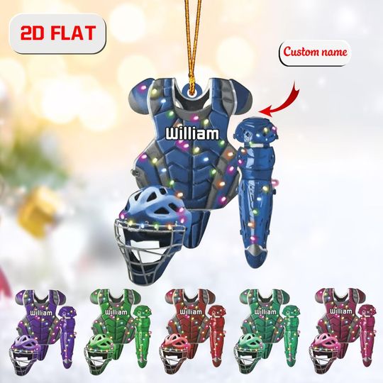 Discover Personalized Baseball Catcher Gear Ornament: Acrylic Christmas Decor