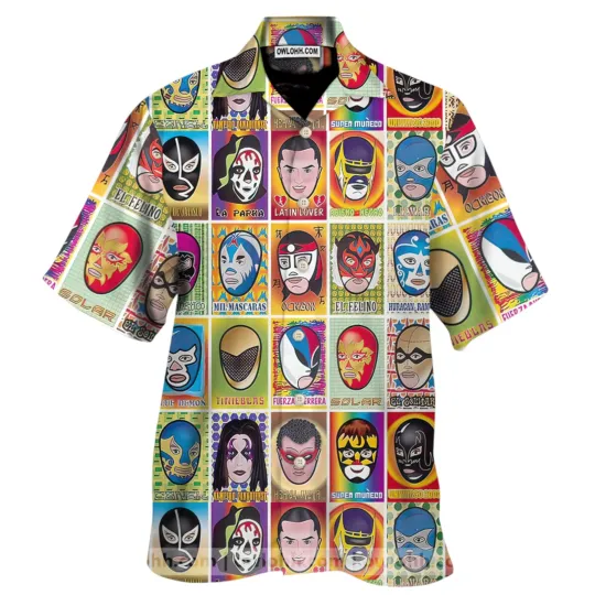 Discover Mexican Wrestling Retro Mask Hawaiian Shir