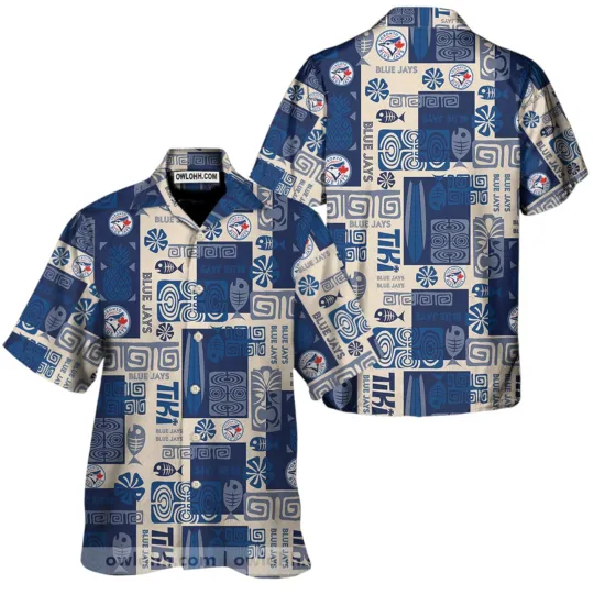 Discover Toronto Blue Jays Short Sleeve Button Up Tropical Aloha