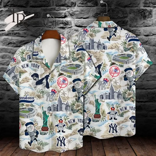 Discover MLB New York Yankee Baseball Pattern Hawaiian Shirt Size XS-6XL