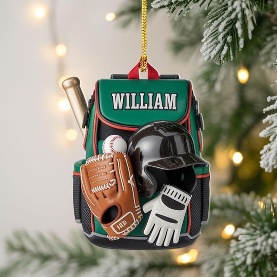 Discover Custom Baseball Bag Christmas Ornament, Personalized Baseball Player Acrylic Decor, Sports Equipment Keepsake, Gift for Baseball Lovers