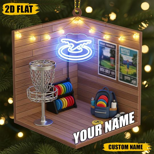 Discover Custom Name Disc Golf Room Ornament  2D Flat Acrylic Christmas Gift for Frisbee Golfers, Tree Keepsake for Outdoor Sports Enthusiasts