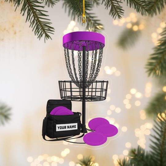 Discover Disc Golf Christmas Ornament Personalized Acrylic Basket and Discs Design Custom Name Gift for Golfers Players Holiday Keepsake Decor
