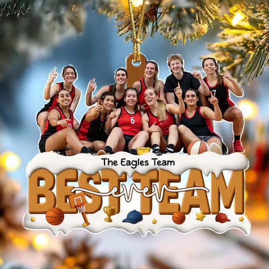 Discover Personalized Best Team Ever Sports Ornament, Baseball Team Photo Ornament, Football Team Gift, Baseball Coach Gift, Sports Ornament