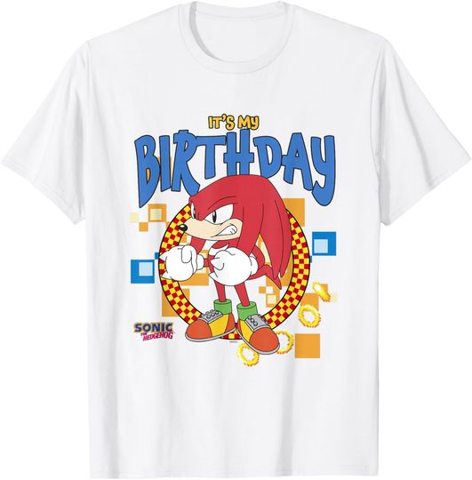 Discover Sonic The Hedgehog Birthday It's My B-Day Knuckles T-Shirt