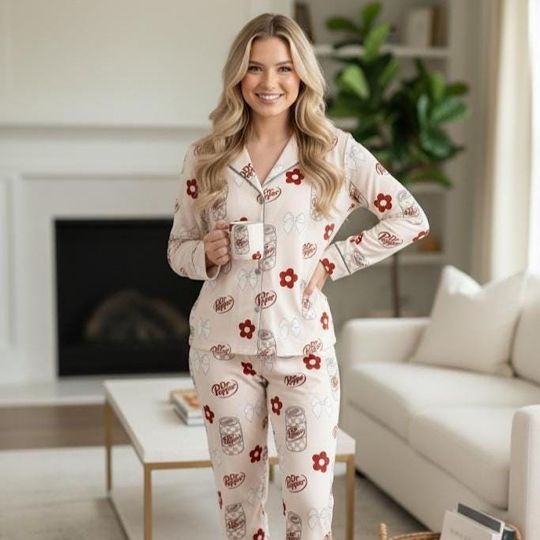 Dr Pepper Pajamas Set, Cute Soda Can PJs, Retro Coquette Loungewear