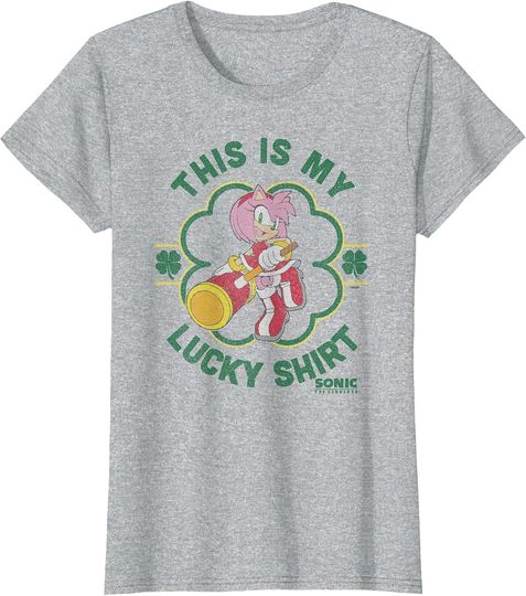 Discover Sonic The Hedgehog St. Patrick's Day My Lucky Amy Rose T-Shirt