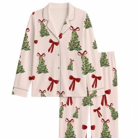 Discover Matching Coquette Christmas Tree Pajama Set, Cartoon Loungewear, Mommy and Me Pjs,  PJs, Retro Mother Daughter Gift, Gift for Her PSJ1180