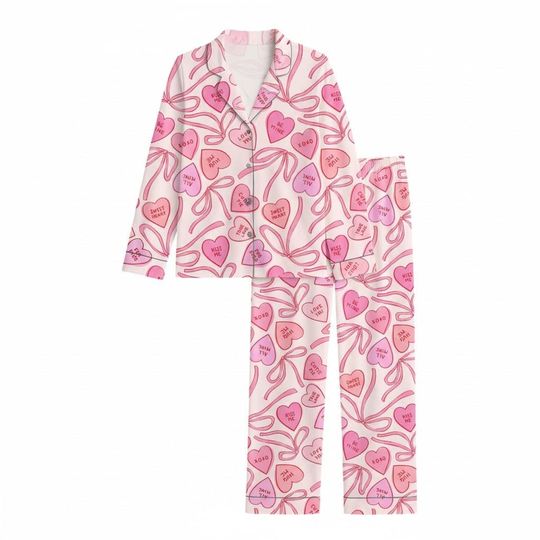 Discover Valentine Candy Heart Pajama Set  Pink Sweetheart Set, Valentine Pajamas, Love Sleepwear Gift for Her, Valentines Day Gift PSJ1056