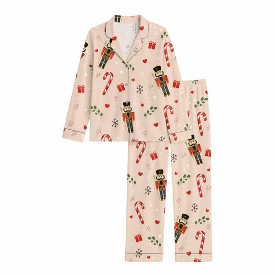 Nutcracker Christmas Pajama Set, Holiday Candy Cane Sleepwear, Mommy and Me Pjs