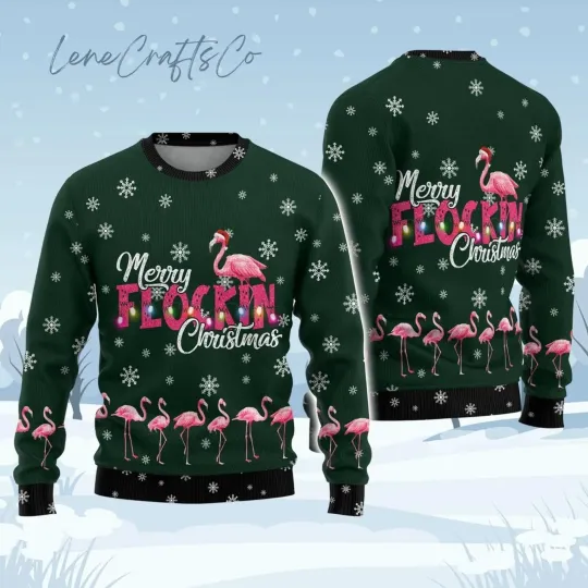 Discover Flamingo Ugly Christmas Sweater | Animal Lover Holiday Gift