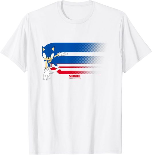 Discover Sonic The Hedgehog Americana Red White & Blue Blurred Trail T-Shirt