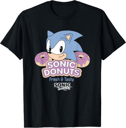 Discover Sonic The Hedgehog Sonic Donuts Fresh & Tasty Vintage Ad T-Shirt