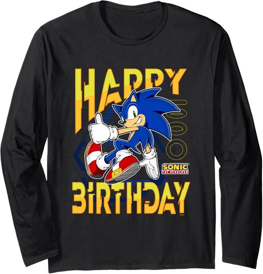 Discover Sonic The Hedgehog Birthday Happy Birthday Thumbs Up Logo Long Sleeve T-Shirt