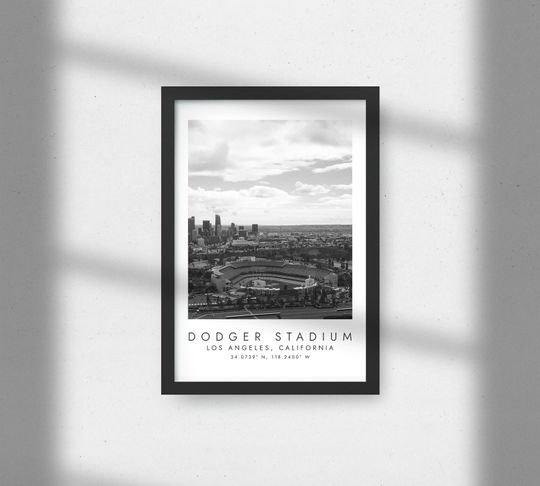DODGER STADIUM LA Dodgers | Print for Baseball Lovers | black and white art | Coordinates Print