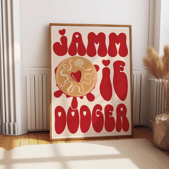 Discover Jammie Dodger Biscuit Print Wall Art Print, Kitchen Wall Art Poster, Cute Food Art for Kitchen, Retro Art Print, British Biscuit Print 2567