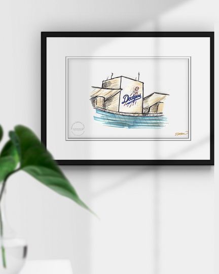 Discover Dodger Stadium Ink Sketch (Top Deck) Limited Edition Fine Art Print - Ballpark Art Print - Los Angeles Dodgers Baseball