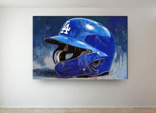 Discover Los Angeles Dodgers Canvas Art: Oil Paint Helmet Design