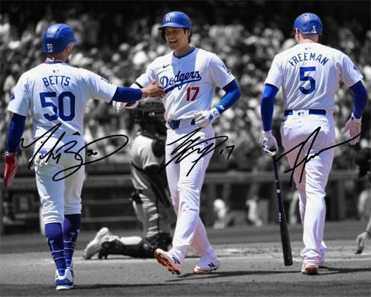 Discover Mookie Betts Shohei Ohtani Freddie Freeman Signed Photo Autograph Print Poster Wall Art Home Decor