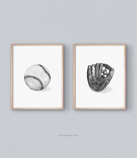 Discover Baseball Print Set: Black and White Sport Posters