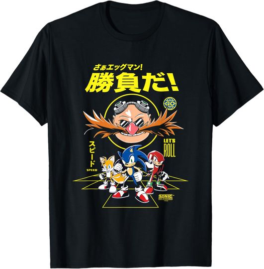 Discover Sonic The Hedgehog Let's Roll Distressed Kanji Poster T-Shirt