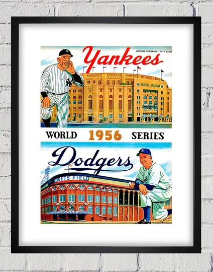 Discover 1956 Vintage Brooklyn Dodgers - New York Yankees World Series Program Cover - Digital Reproduction