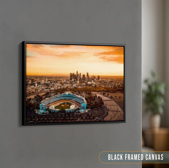 Discover Los Angeles Dodgers Stadium Print, unset over Dodgers Stadium Wall Art, LA Dodgers Canvas Wall Decor, Coordinates Print, LA Fan Gifts