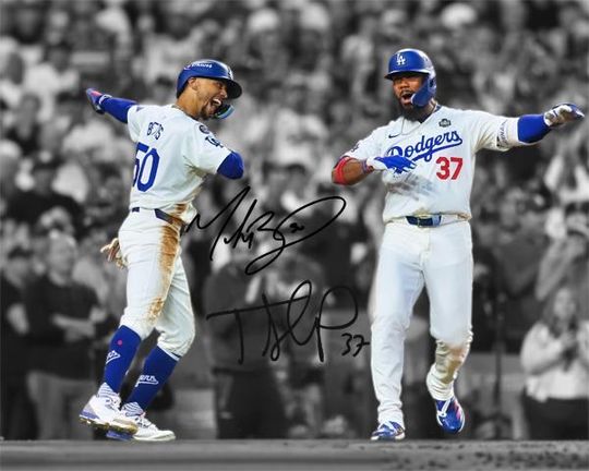 Discover Teoscar Hernandez Mookie Betts LA Dodgers Signed Photo Autograph Print Poster Wall Art Home Decor