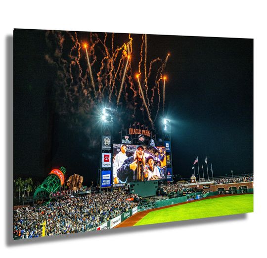 Giants Dodgers Victory Photo Print: Oracle Park Baseball Fireworks