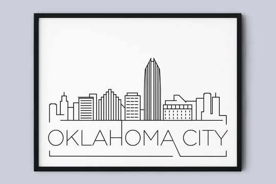 Oklahoma City Skyline Art Print: Minimalist Landmark Decor