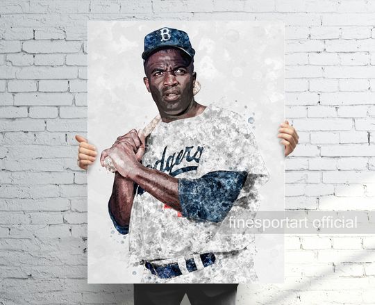 Discover Jackie Robinson Poster, Canvas, Baseball print, Sports wall art, Man Cave, Gift, Kids Room Decor