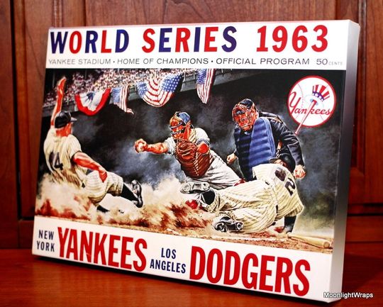 Discover 1963 Vintage Yankees vs Dodgers World Series Program - Canvas Gallery Wrap
