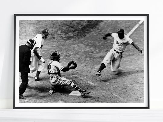 Discover Vintage Baseball Print, Baseball Wall Art, Baseball Poster, Man Cave Wall Art, Black and White Art, Jackie Robinson, Baseball Gifts For Men