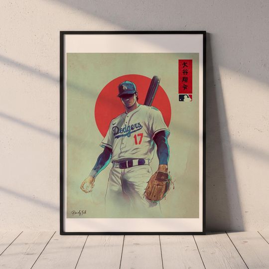 Discover Shohei Ohtani Samurai LA Dodgers Art Print | A4 and A3 MLB Baseball Illustration Art