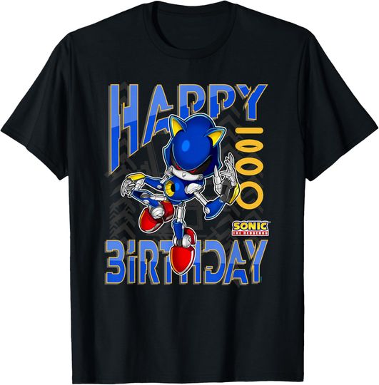 Discover Sonic The Hedgehog Happy Birthday Metal Grid Chest Poster T-Shirt