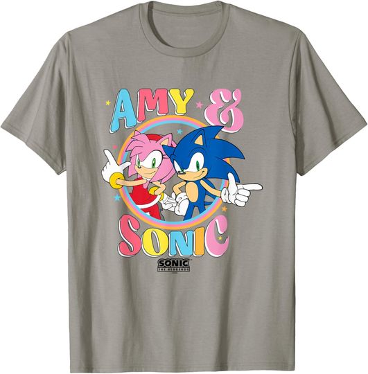 Discover Sonic The Hedgehog Amy & Sonic Colorful Retro Portrait T-Shirt