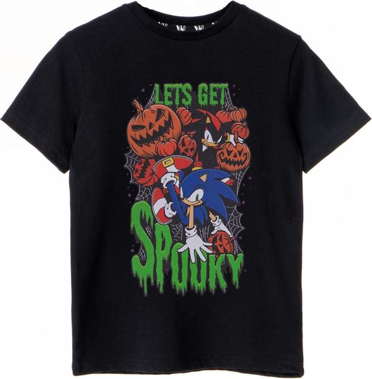 Discover Sonic The Hedgehog Boys Black Short-Sleeved T-Shirt | Let's Get Spooky - Dash into Spooky Fun with Sonic