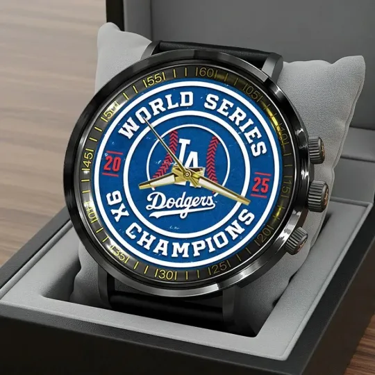 Dodgers 2025 World Series Champions Black Stainless Steel Watch