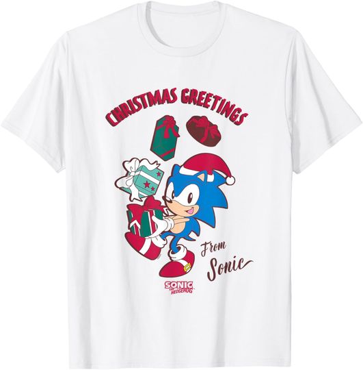 Discover Sonic The Hedgehog Christmas Greetings From Sonic Retro T-Shirt